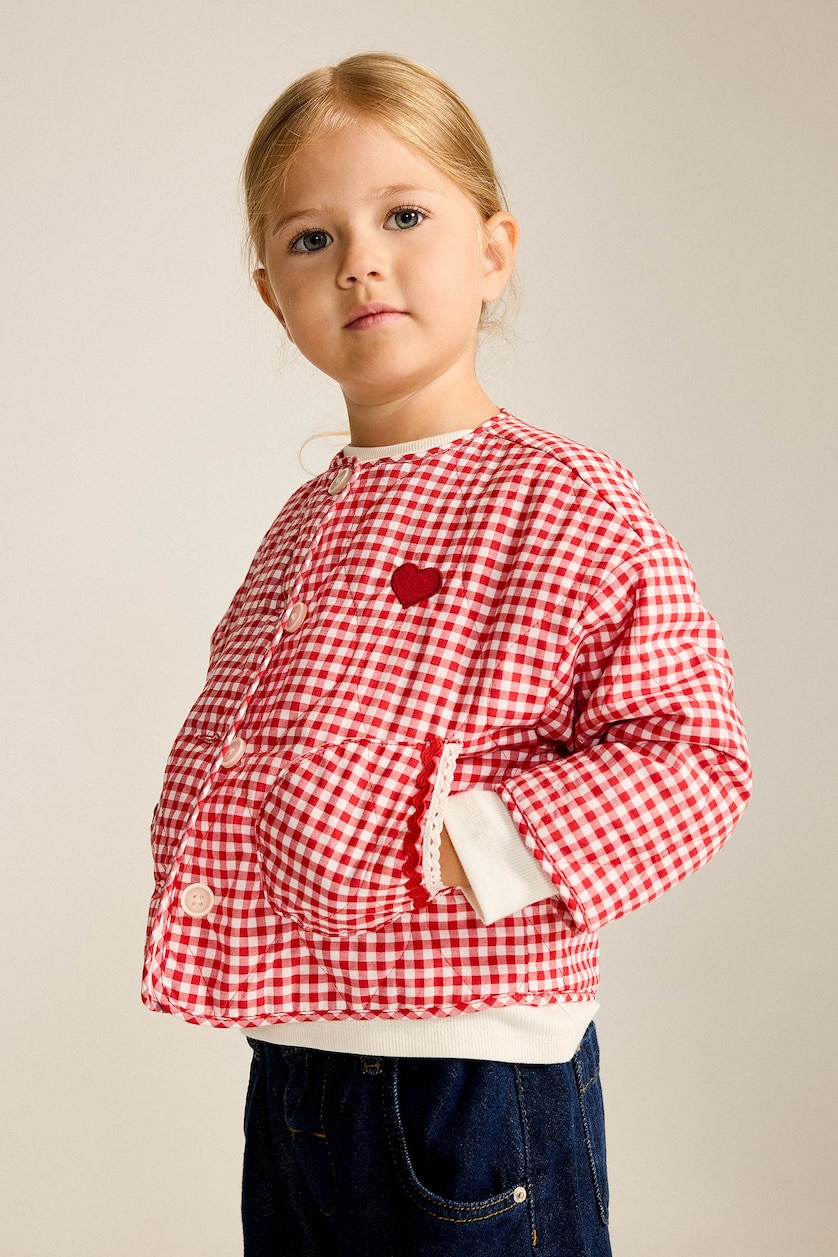 Baby Girls Red Baby Girl Crew Neck Puffer Jacket