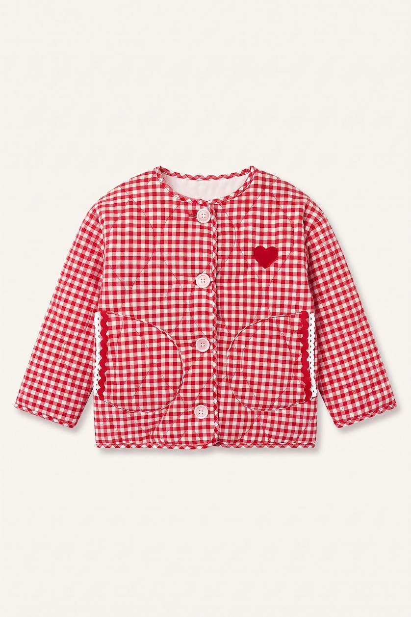 Baby Girls Red Baby Girl Crew Neck Puffer Jacket