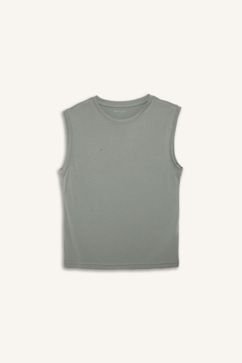 Women Light Green Crew Neck Modal Sports Tank Top