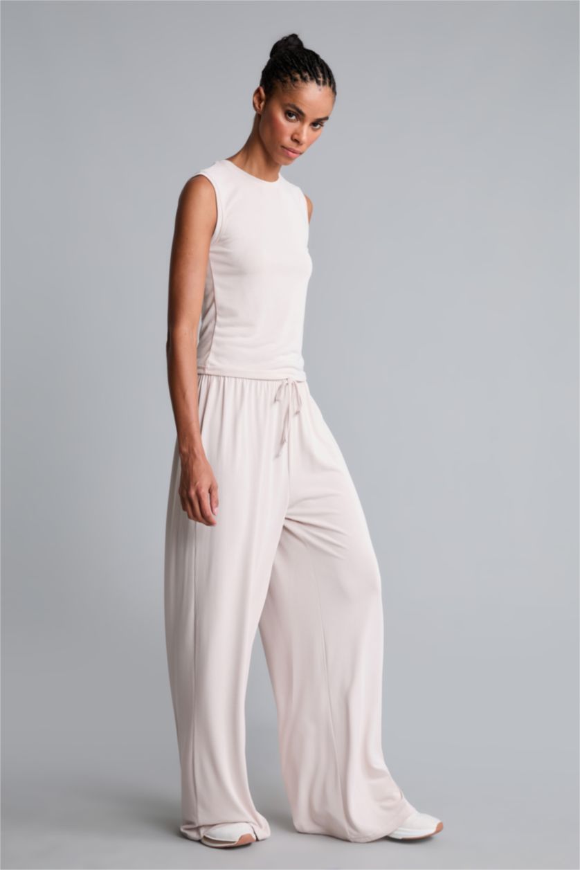 Kadın Açık Bej Wide Leg Modal Pantolon