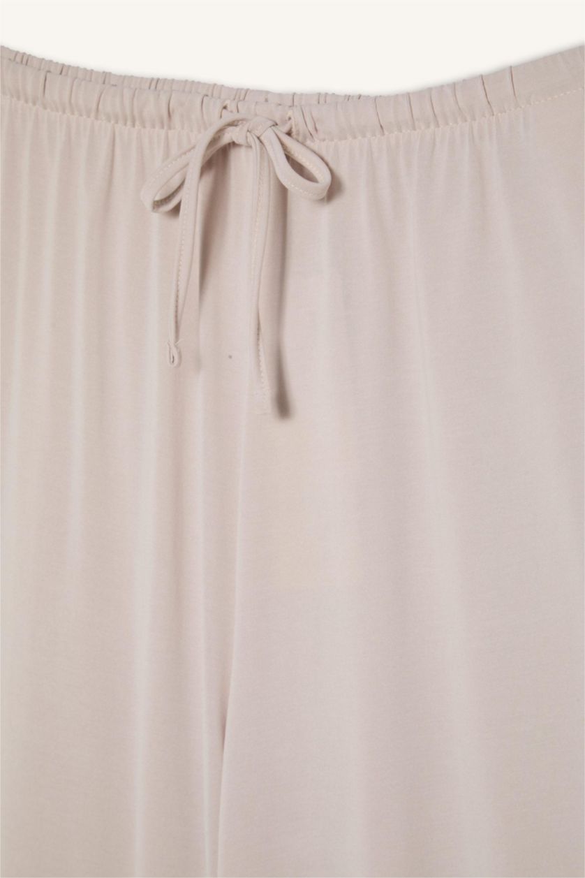 Kadın Açık Bej Wide Leg Modal Pantolon