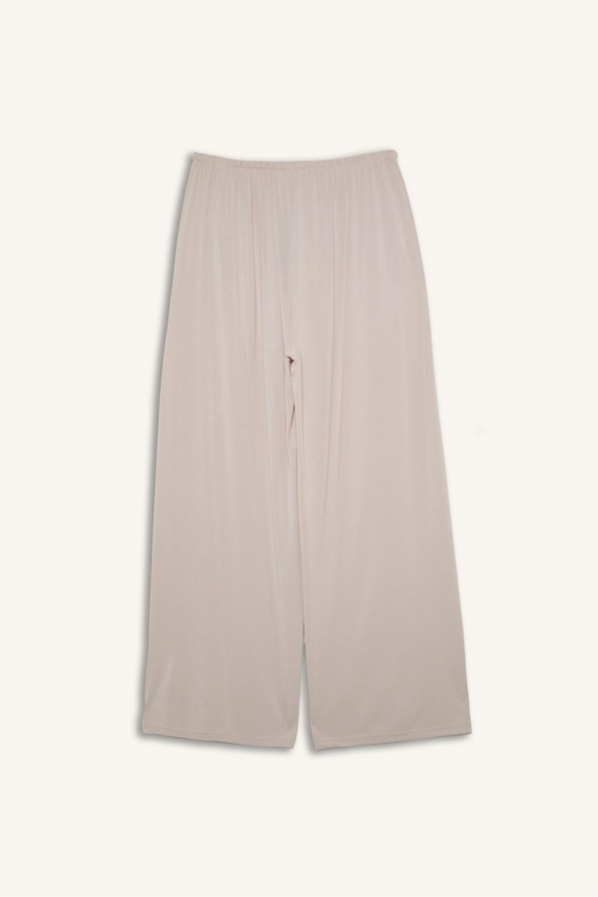 Kadın Açık Bej Wide Leg Modal Pantolon