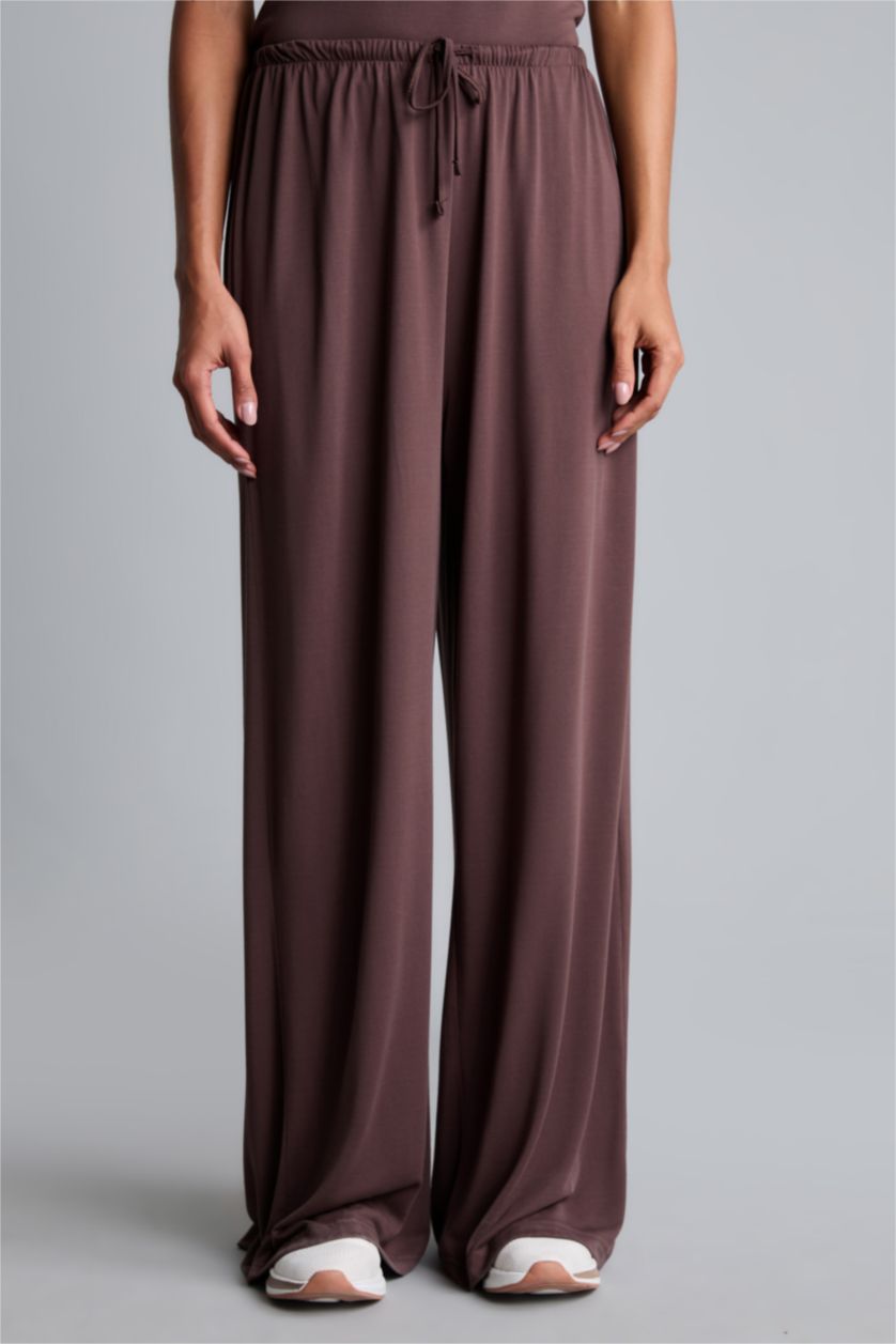 Kadın Kahve Wide Leg Modal Pantolon