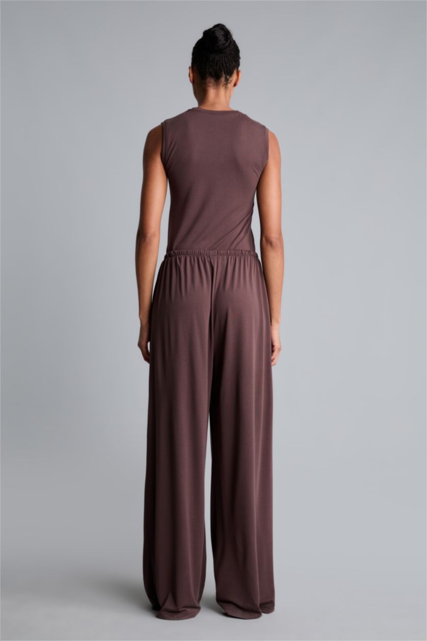 Kadın Kahve Wide Leg Modal Pantolon