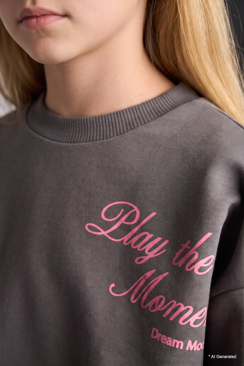 FILLES Gris Ensemble 3 pièces Sweatshirt avec débardeur intérieur et Pantalon de survêtement pour fille
