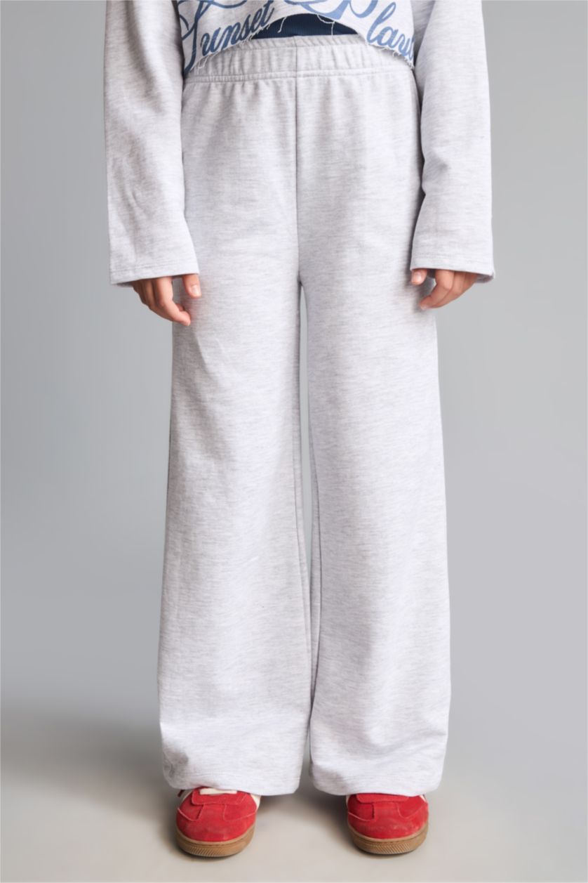 Kız Çocuk - Genç Kız Açık Gri Melange Pamuklu Regular Fıt 3'Lü Sweatshirt Kız Çocuk