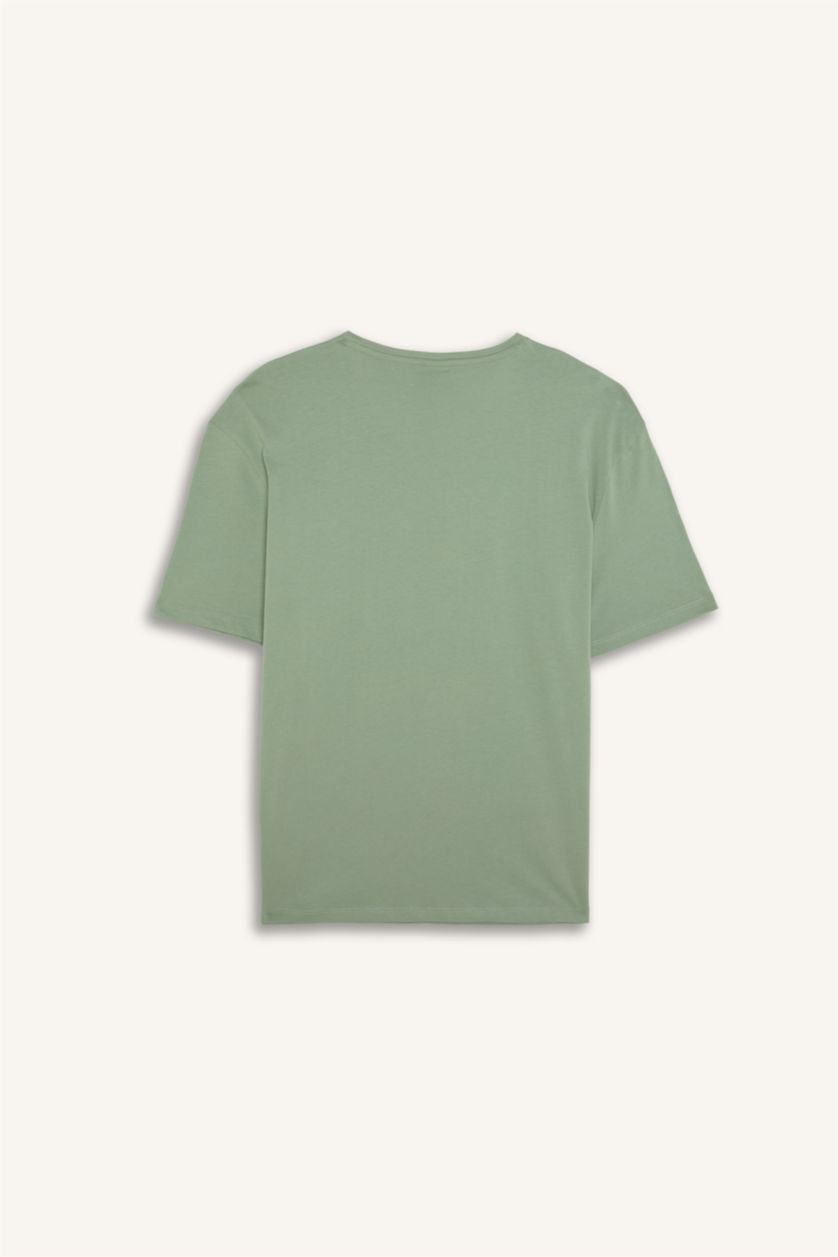 Erkek Açık Yeşil %100 Pamuk New Regular Fit Şort Tişört 2'li Şortlu Pijama Takımı
