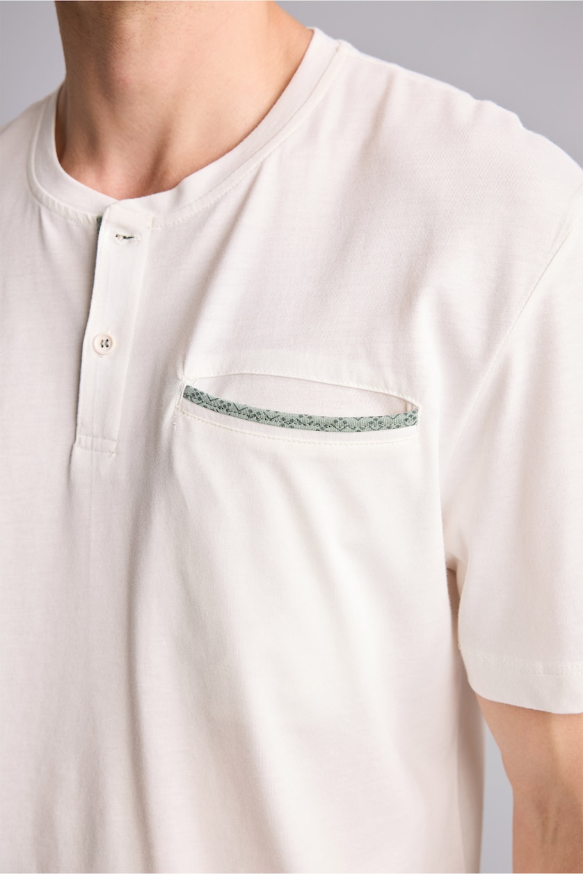 MAN Ecru Ensemble Pyjama en modal Top à manches courtes et Short Coupe régulière