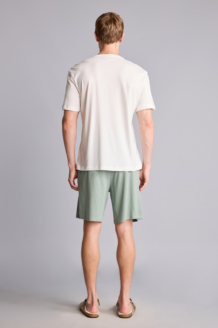 MAN Ecru Ensemble Pyjama en modal Top à manches courtes et Short Coupe régulière
