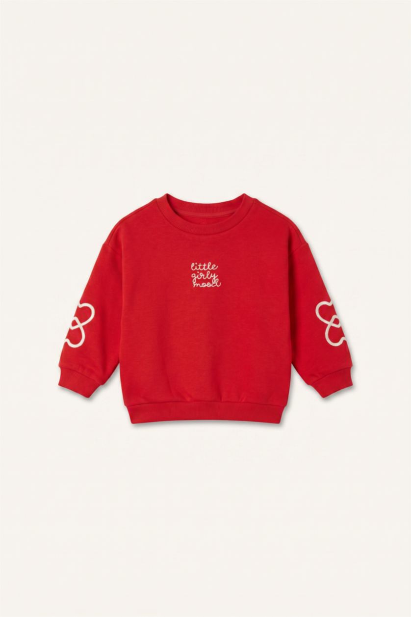 Baby Girls Red Crew Neck Sweatshirt