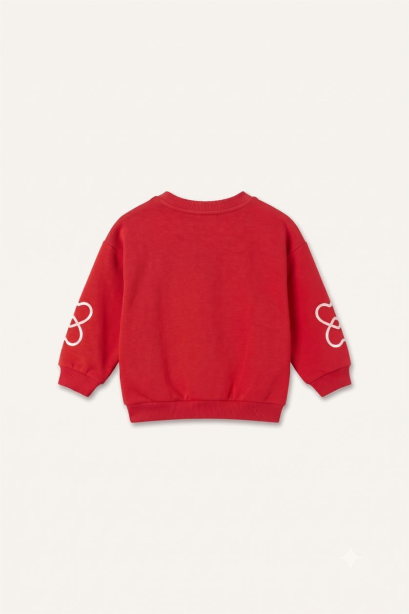Baby Girls Red Crew Neck Sweatshirt