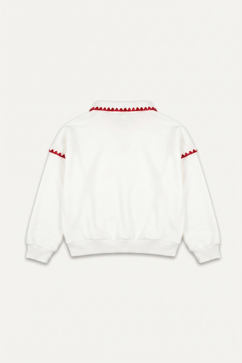 Baby Girls Ecru Polo Collar Sweatshirt
