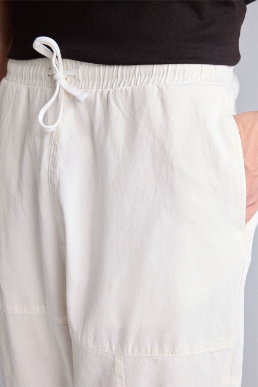Erkek Ekru Geniş Kesim Şalvar Pantolon