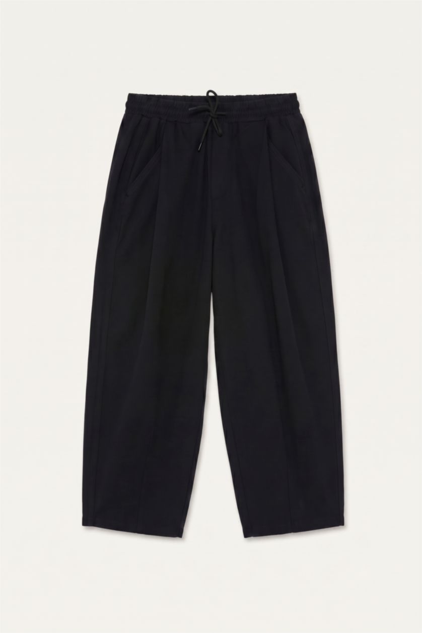 MAN Black Wide Cut Black Trousers