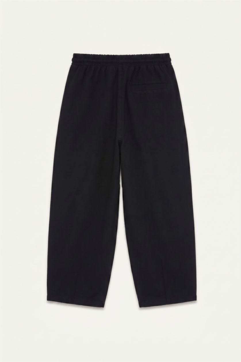 MAN Black Wide Cut Black Trousers