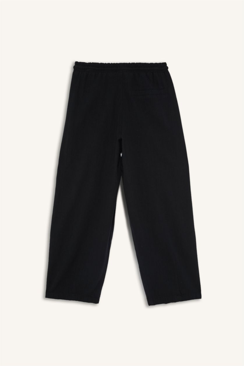 Man Black Wide Cut Black Trousers