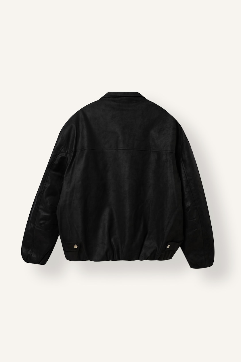 MAN Black Oversize Polo Collar Zip-Up Jacket