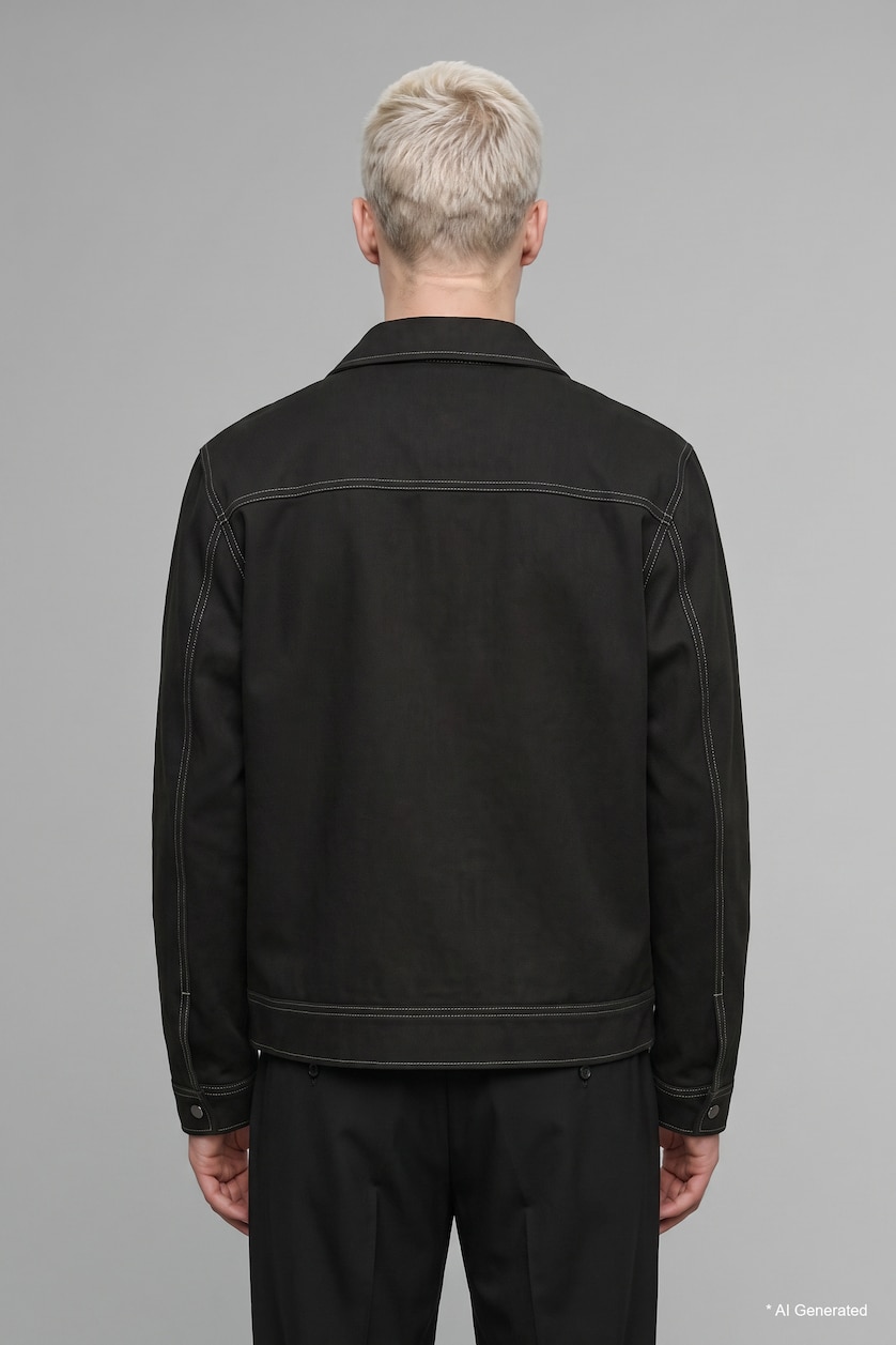Men Anthracite Zipper Puffer Jacket