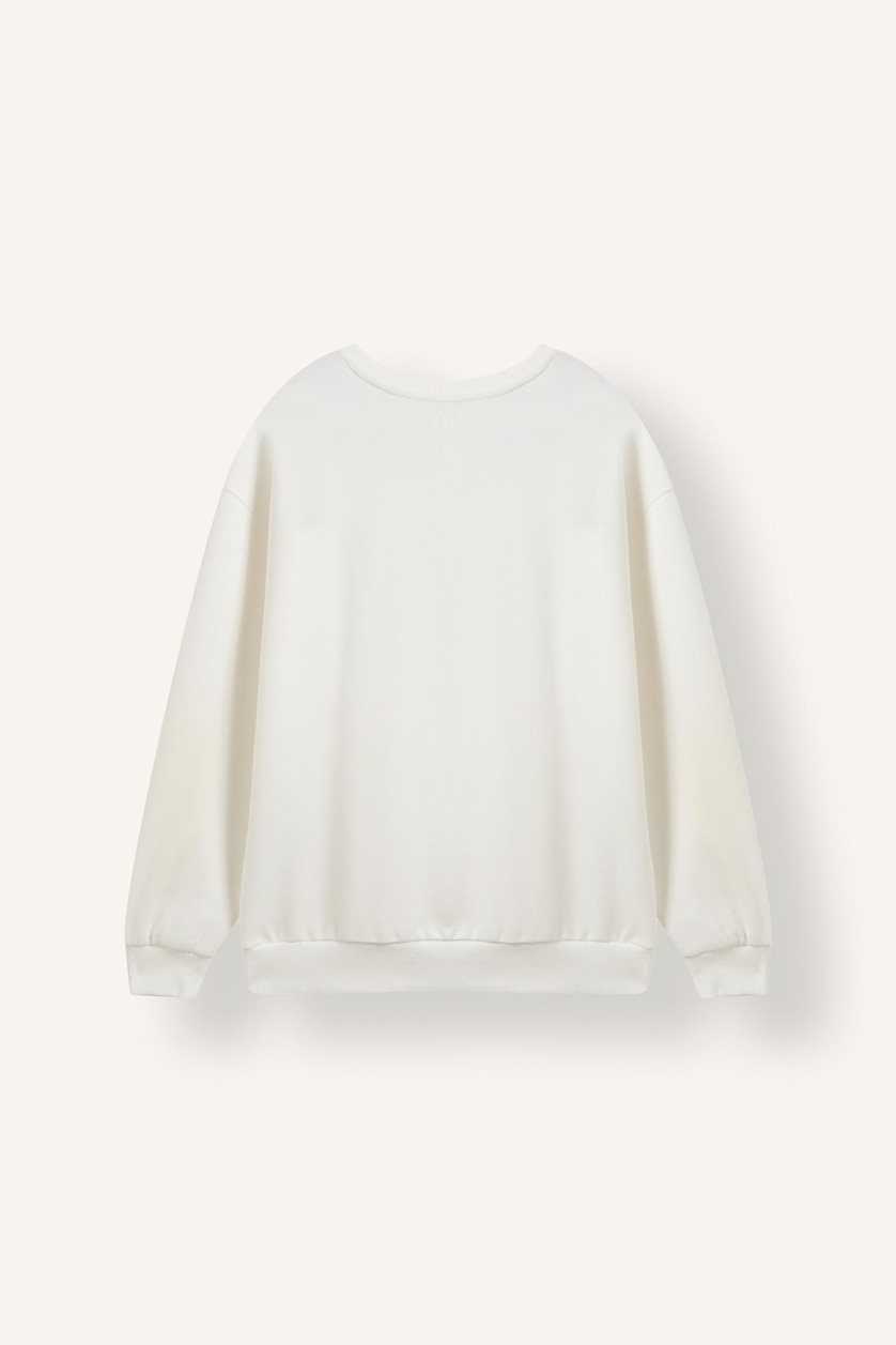 WOMAN Ecru Oversize Printed Heavyweight Sweatshirt