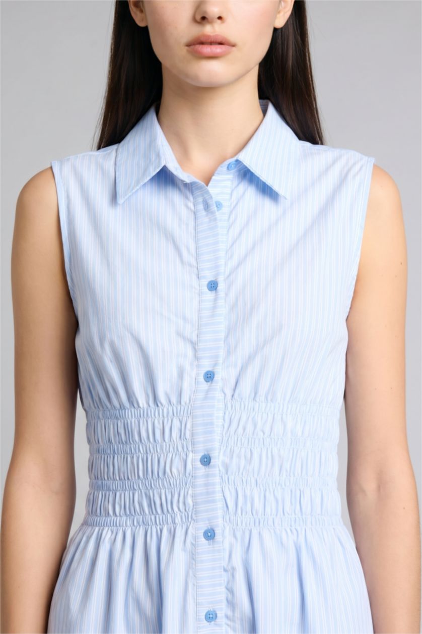 WOMAN Light Blue Slim Fit Sleeveless Shirt