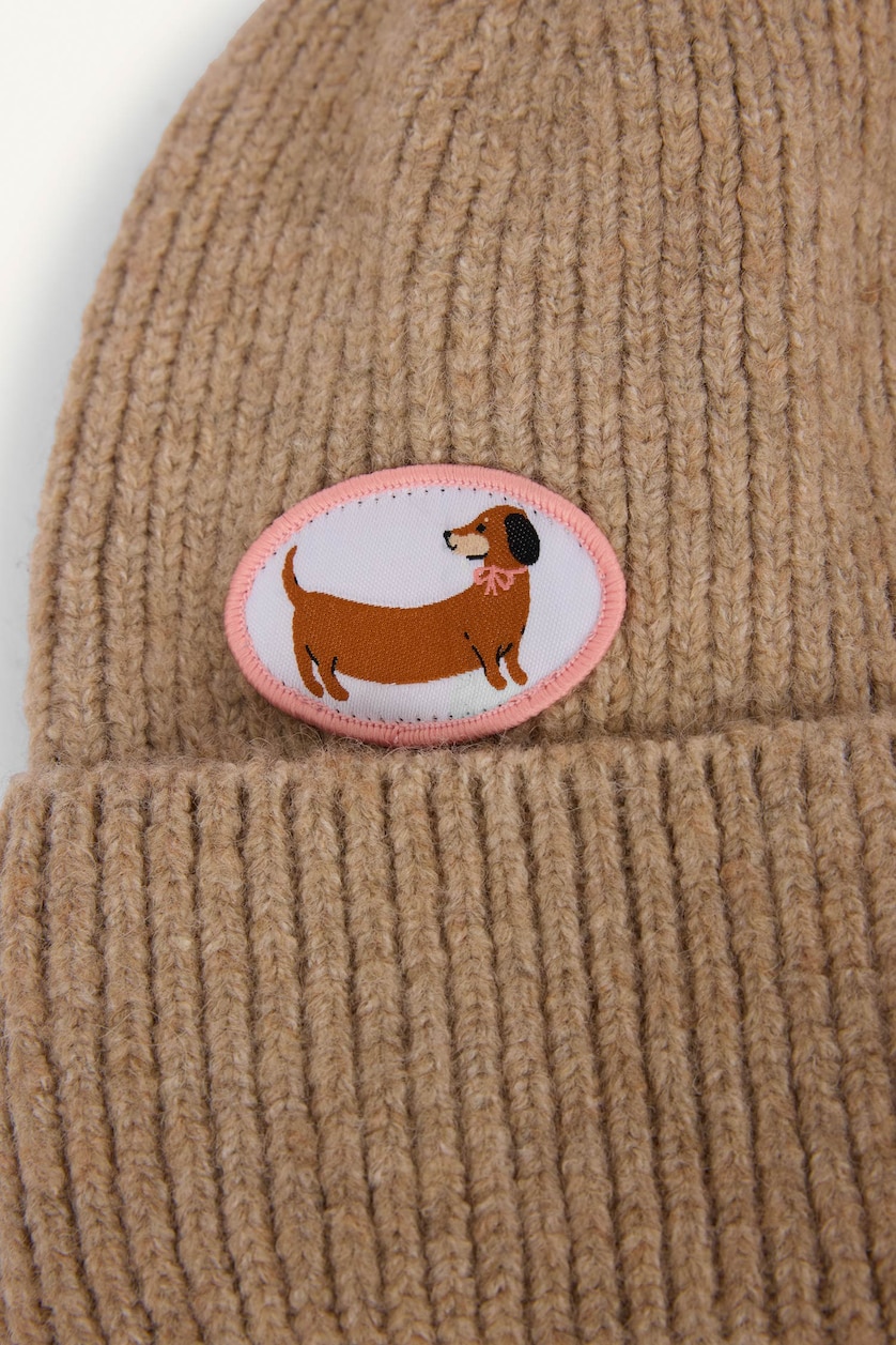 FEMME Beige Bonnet pour femme avec broderie d’étiquette