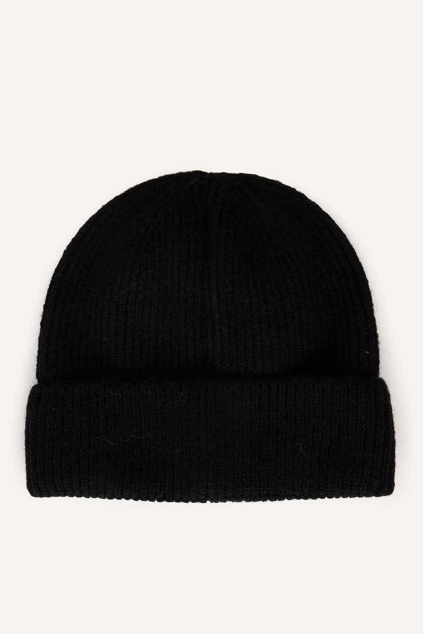 FEMME Noir Bonnet pour femme avec broderie d’étiquette