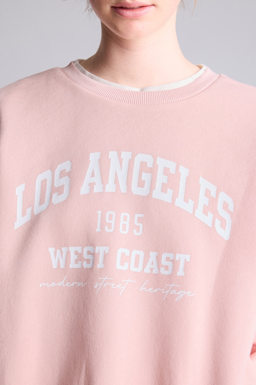 WOMAN Light Pink Relax Fit Printed Heavyweight Sweatshirt