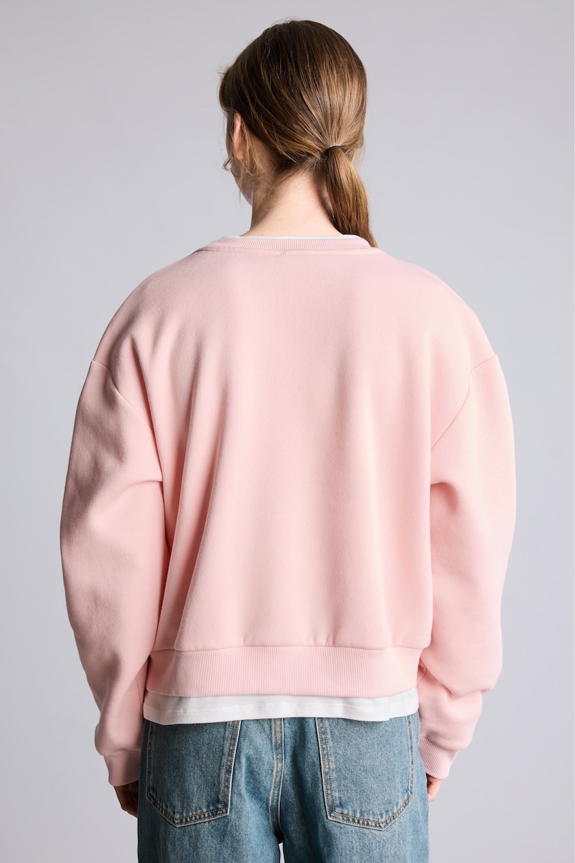 WOMAN Light Pink Relax Fit Printed Heavyweight Sweatshirt