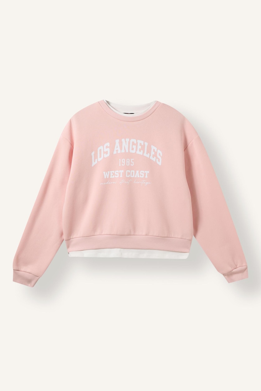 WOMAN Light Pink Relax Fit Printed Heavyweight Sweatshirt