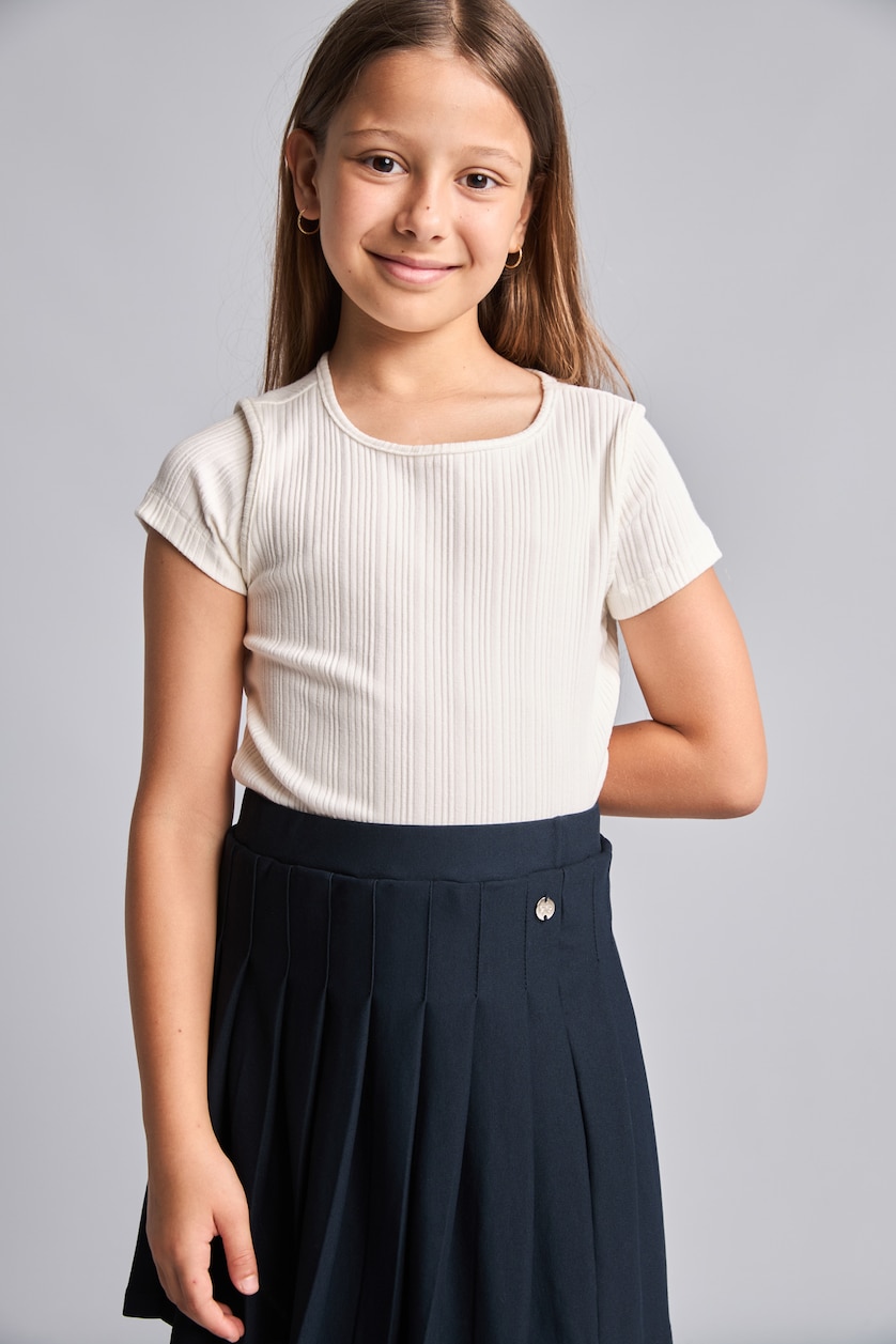 GIRLS & TEENS Ecru T-shirt écru à col rond et manches courtes pour fille