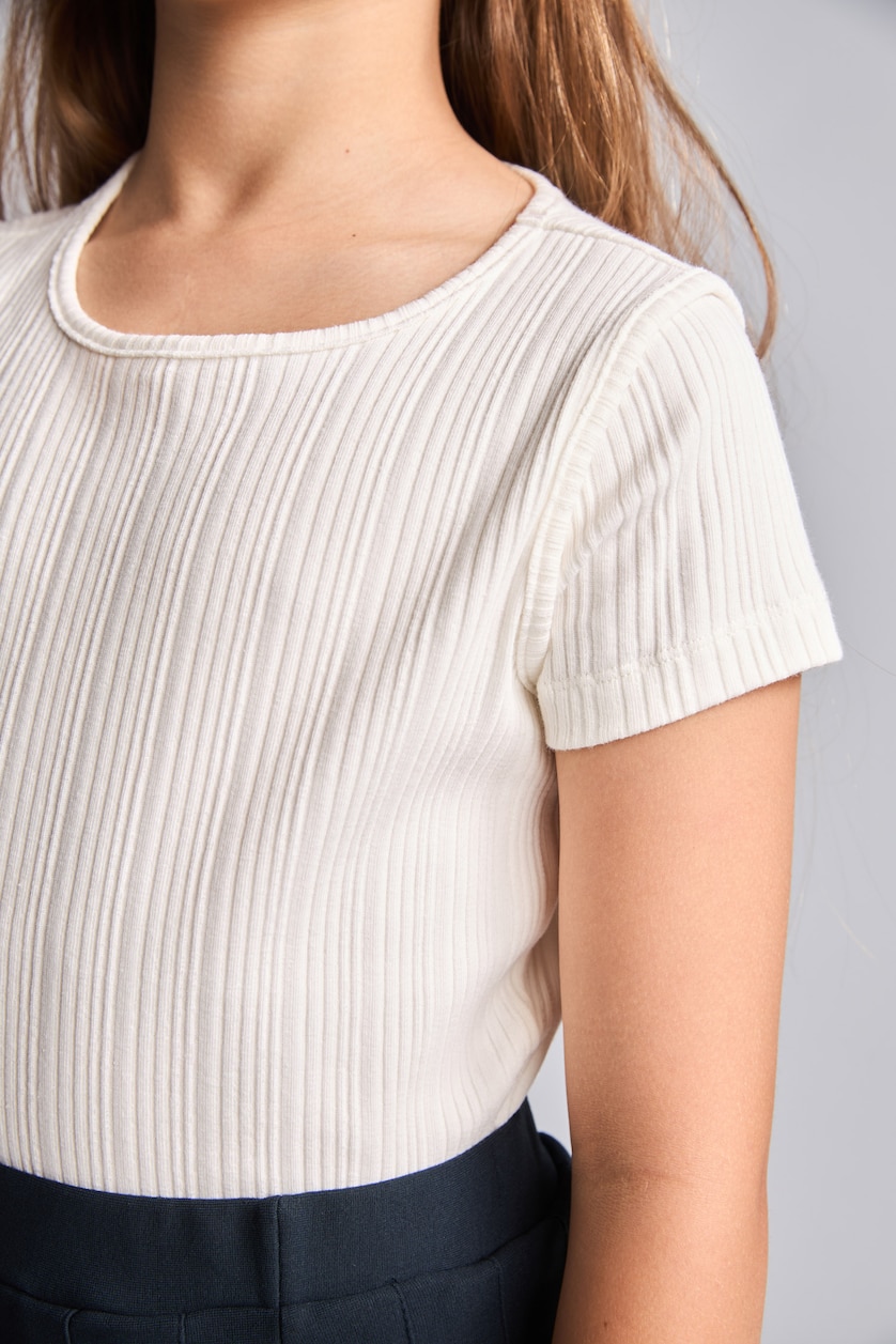 GIRLS & TEENS Ecru T-shirt écru à col rond et manches courtes pour fille