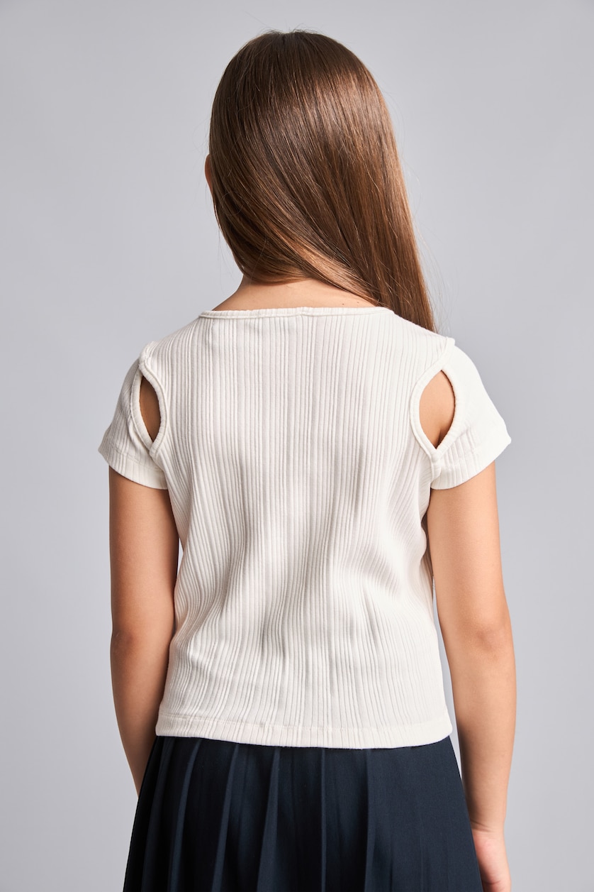 GIRLS & TEENS Ecru T-shirt écru à col rond et manches courtes pour fille