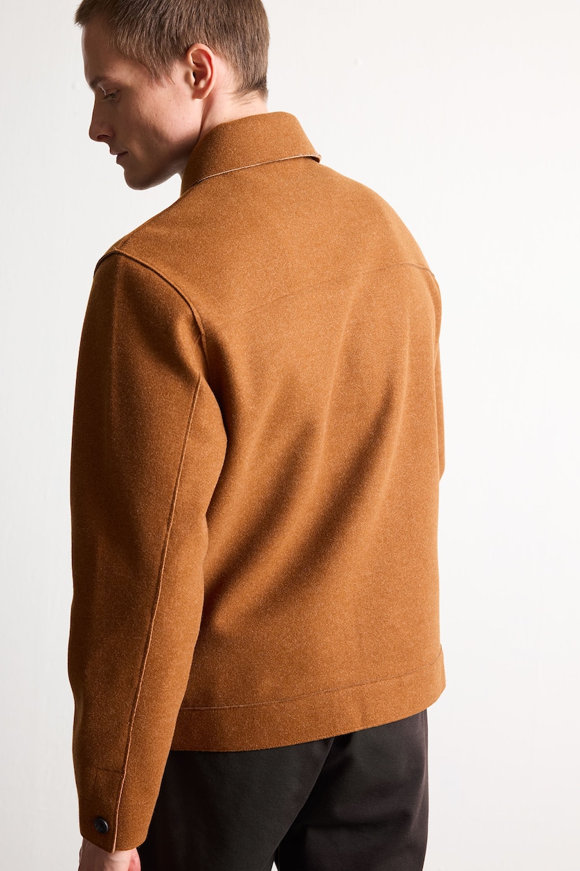 HOMME Marron Button Col Polo Mont