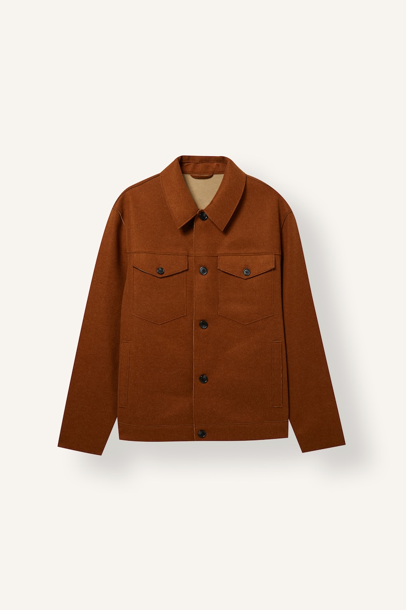 HOMME Marron Button Col Polo Mont