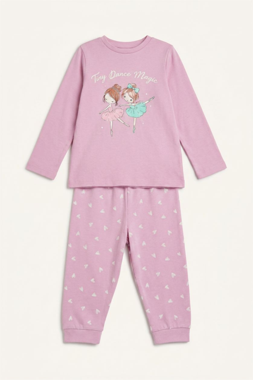 Kız Bebek Lila Baskılı 2'li Pijama Takımı Kız Bebek