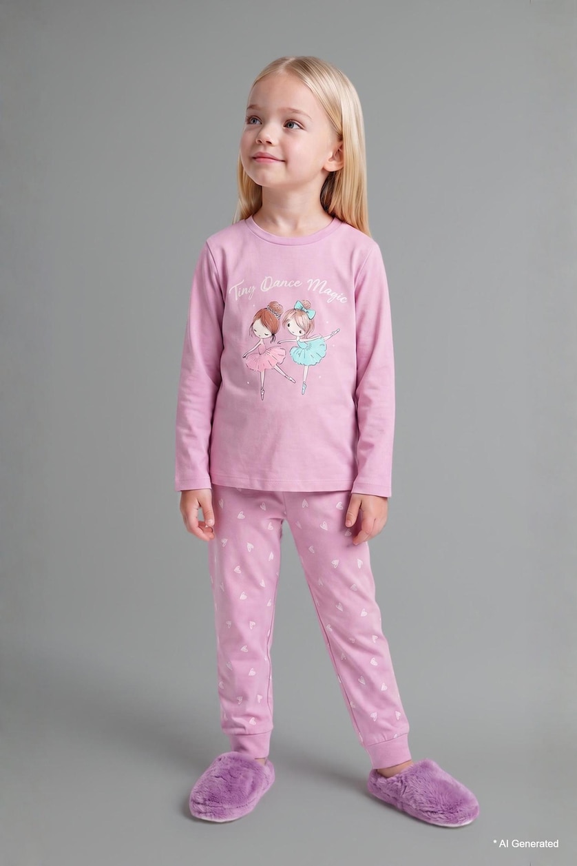 Baby Girls Lilac Baby Girl Printed 2 Piece Pyjama Set