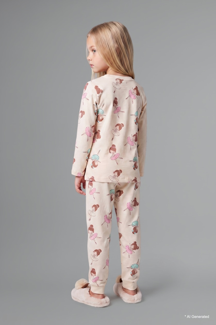 BABY GIRL Ecru Baby Girl Patterned 2 Piece Pyjama Set