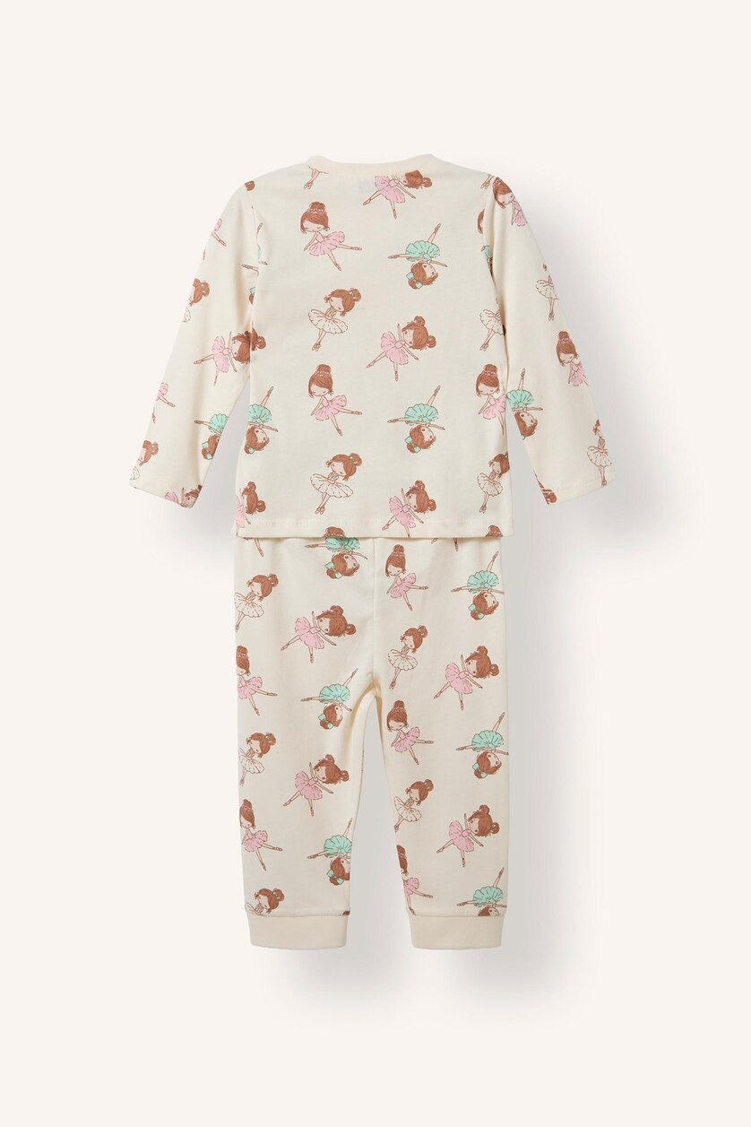 BABY GIRL Ecru Baby Girl Patterned 2 Piece Pyjama Set