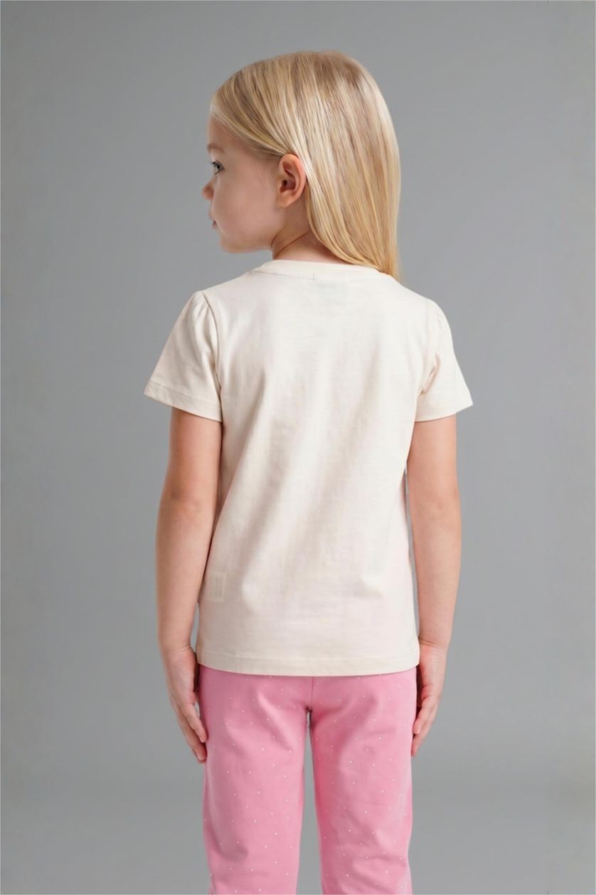 Baby Girls Beige 2 piece Regular Fit Printed Knitted Pyjamas