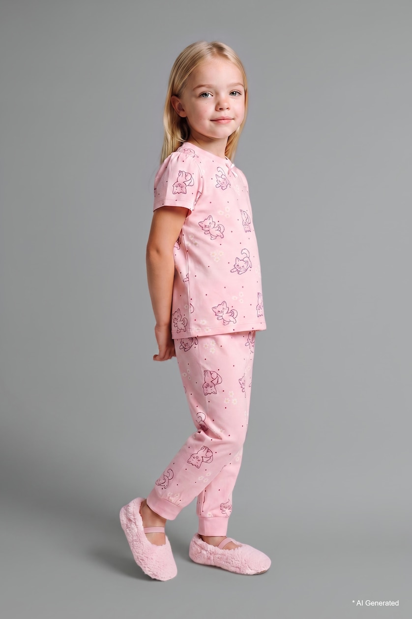 BABY GIRL Light Pink Baby Girl Patterned 2 Piece Pyjama Set