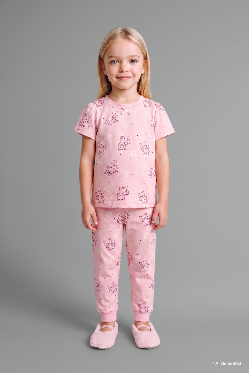 BABY GIRL Light Pink Baby Girl Patterned 2 Piece Pyjama Set
