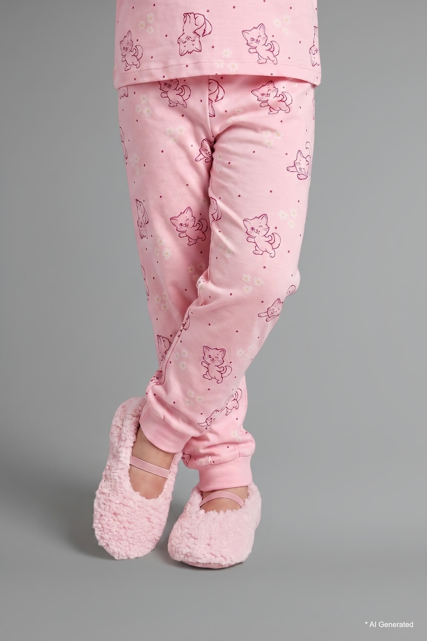 BABY GIRL Light Pink Baby Girl Patterned 2 Piece Pyjama Set