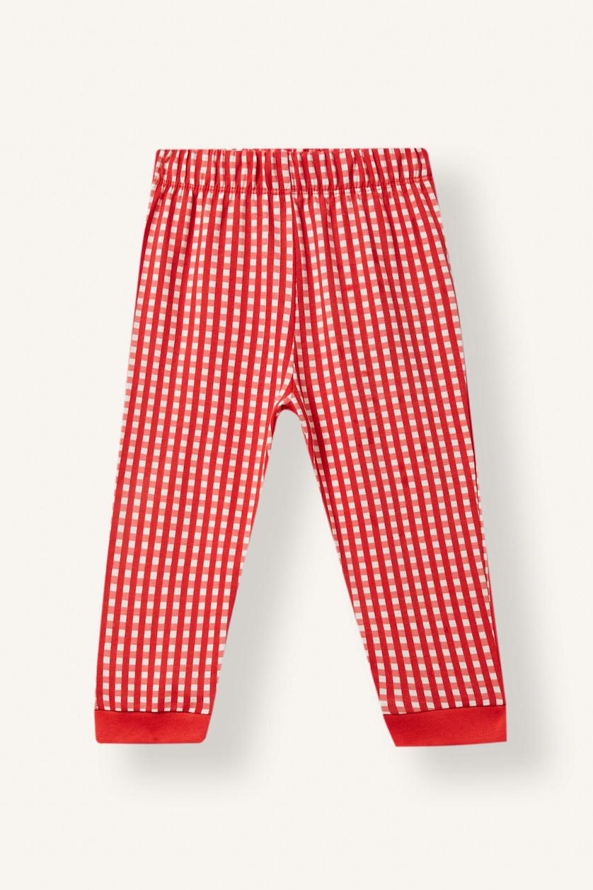 Kız Bebek Ekru 2'li Pijama Takımı Pötikare Kız Bebek