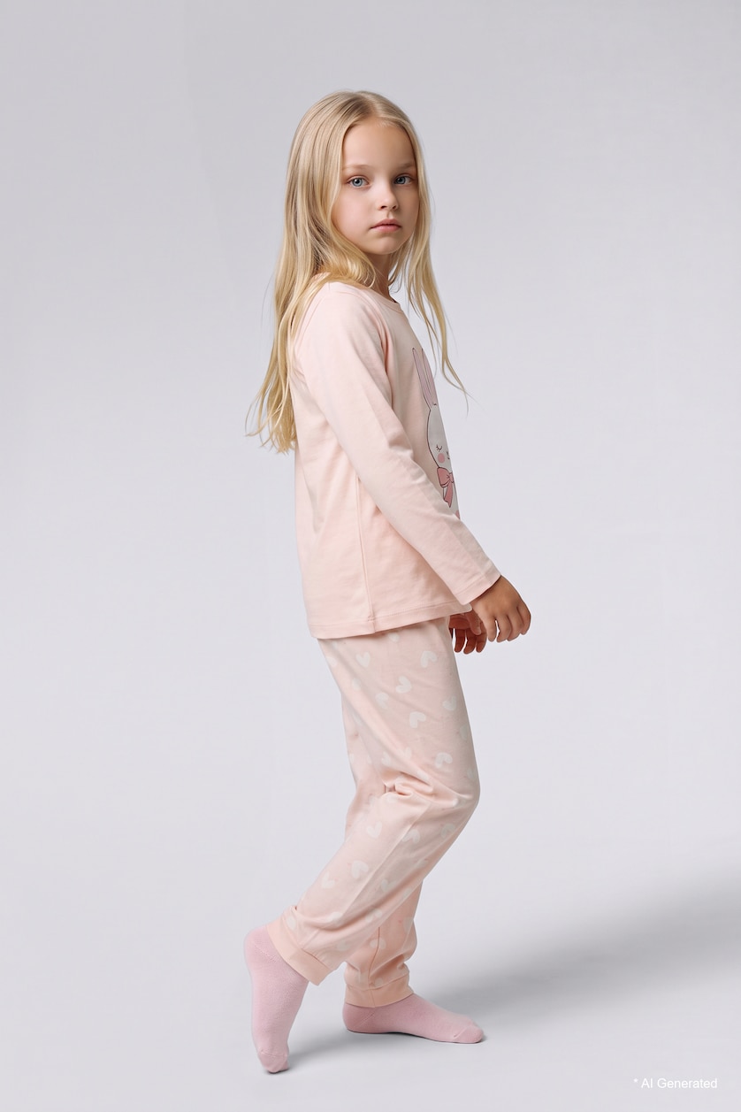 Baby Girls Pink 2 piece Regular Fit Knitted Pyjamas