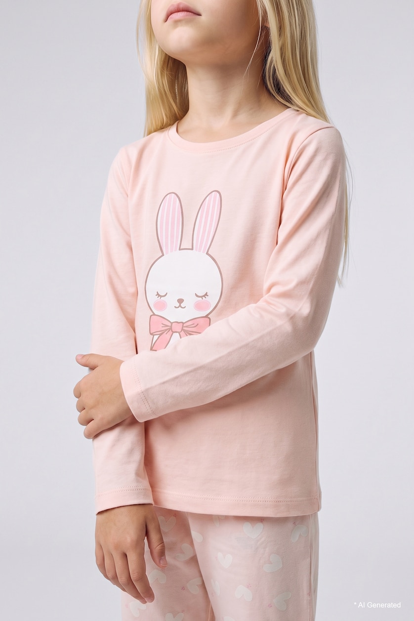 Baby Girls Pink 2 piece Regular Fit Knitted Pyjamas