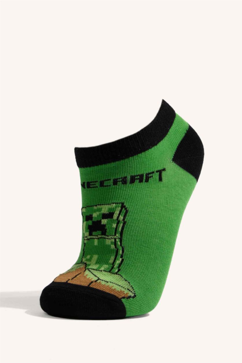 Erkek Çocuk - Genç Erkek Karma Minecraft Lisanslı Pamuklu 3'Lü Patik Çorap Erkek Çocuk