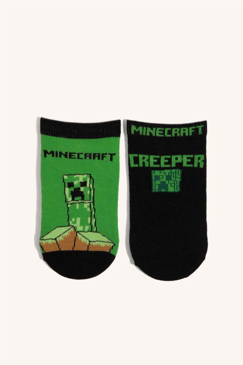 Erkek Çocuk - Genç Erkek Karma Minecraft Lisanslı Pamuklu 3'Lü Patik Çorap Erkek Çocuk