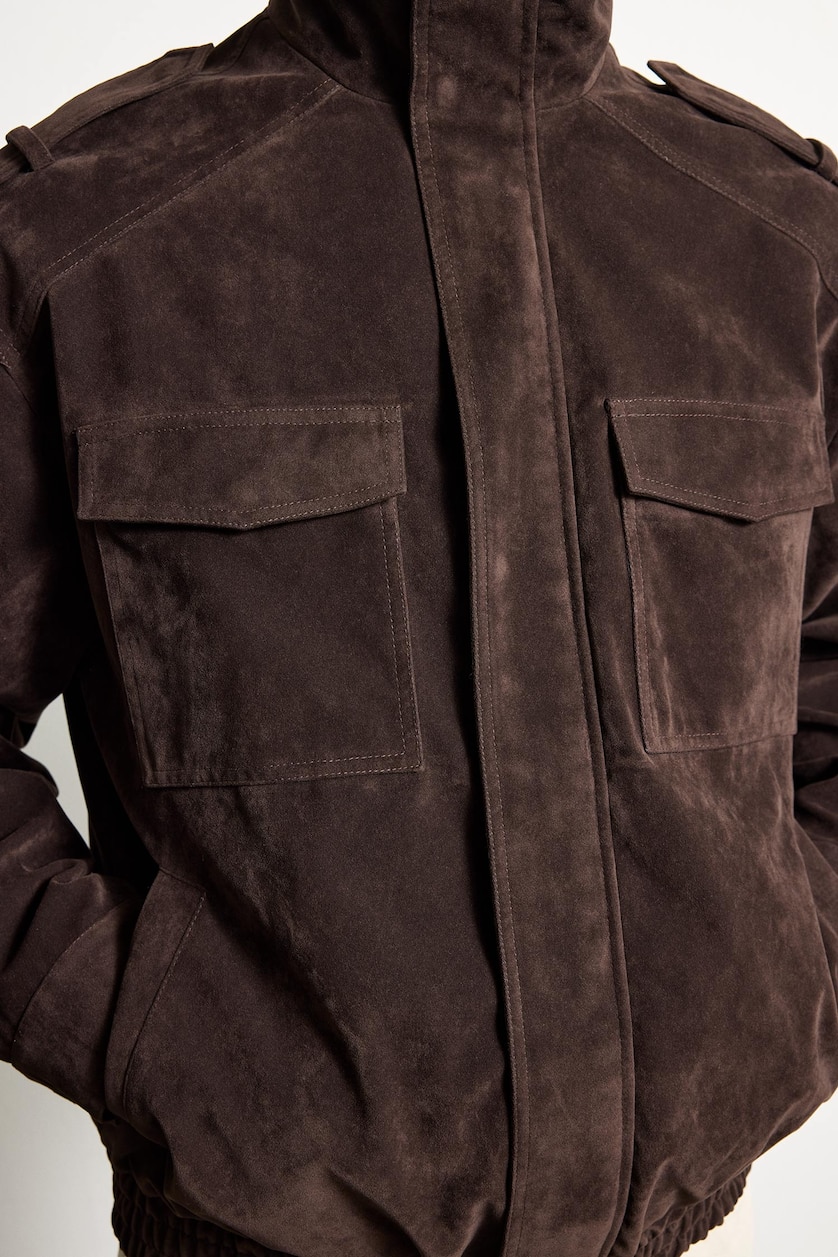 Men Brown Regular Fit Stand Collar Zip-Up Jacket