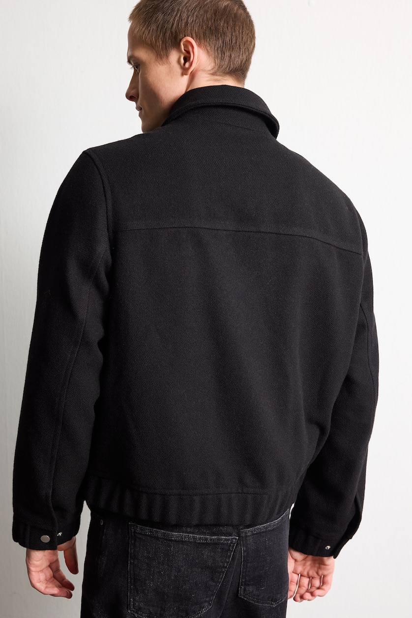 Erkek Siyah Regular Fit Fermuarlı Mont