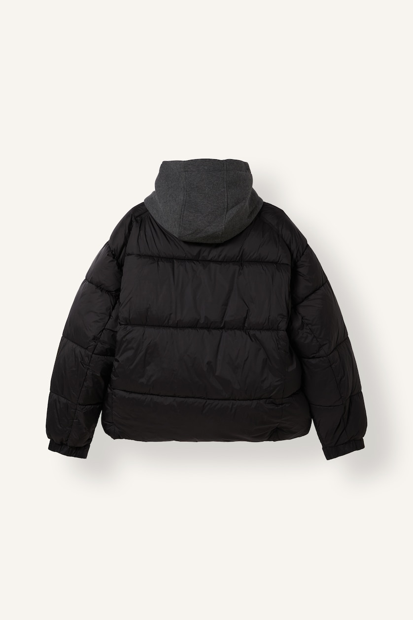 MAN Black Regular Fit Stand Collar Zip-Up Quilted Puffer Jacket